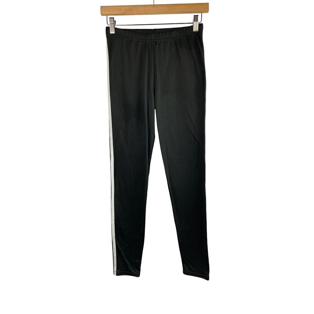 One Step Up Womens Black Leggings With White Stripe
